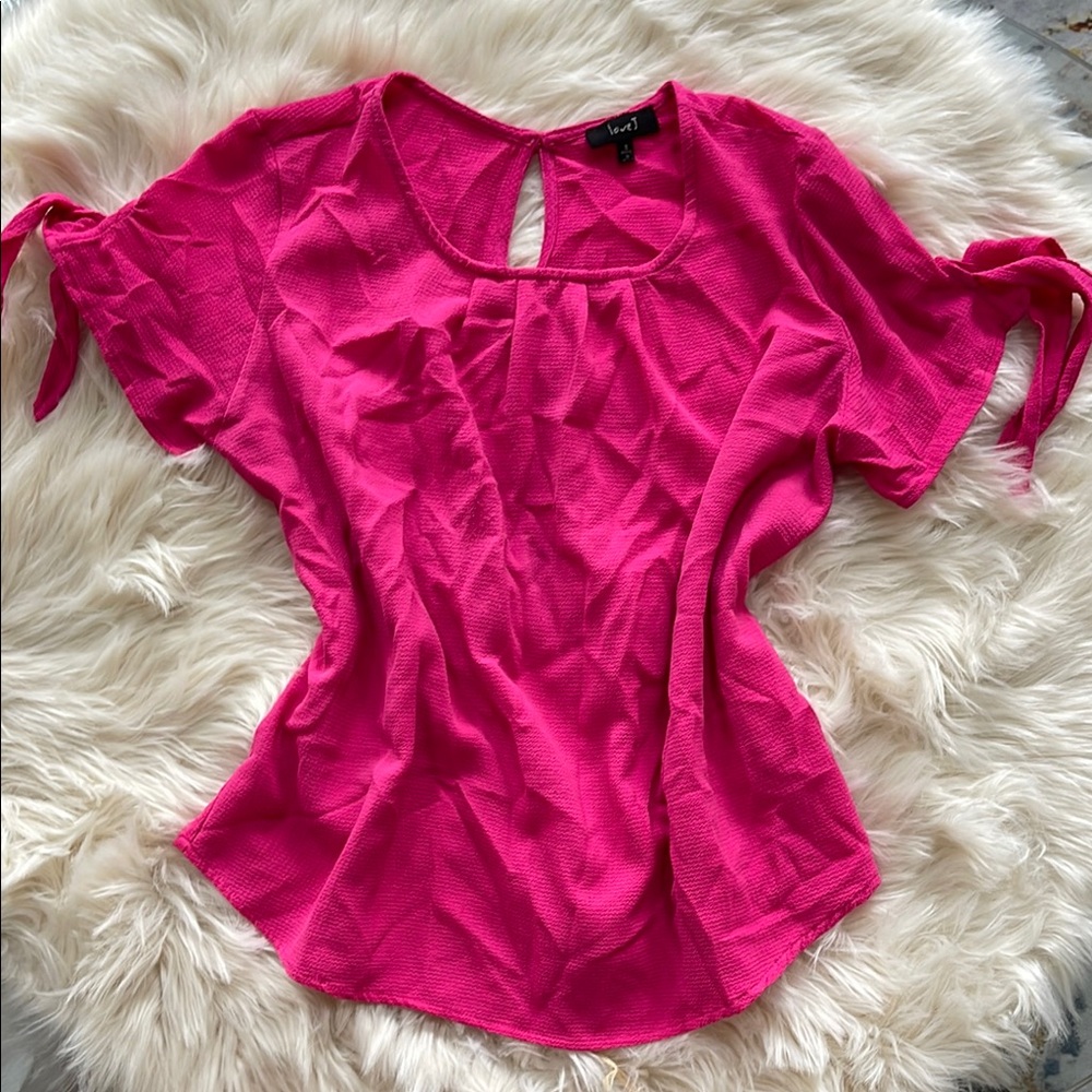 Women's Pink Top with Tie Sleeves